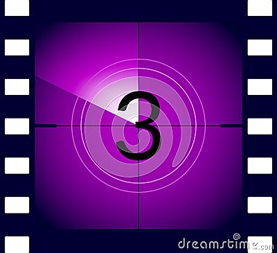 Old film movie countdown frame. Old vintage retro cinema vector timer count Vector Illustration