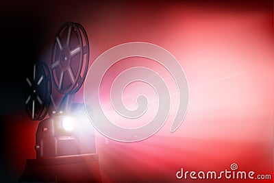 Old film projector. Vector illustration. Cartoon Illustration