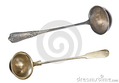 Old fine gilded ladle. Vintage Kitchen kitchenware Stock Photo