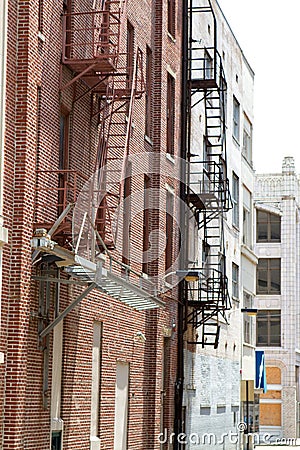 Old Fire Escapes Stock Photo