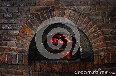 Old fire stone stove background Stock Photo