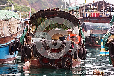 Old fishing boat in Aberdeen, Hong Kong Stock Photo