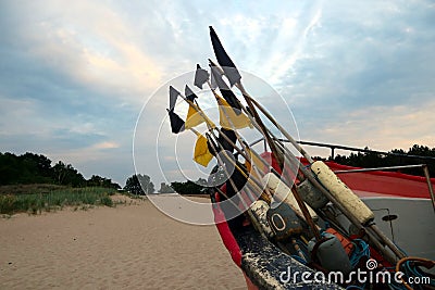 Old fishing boat equipement Stock Photo