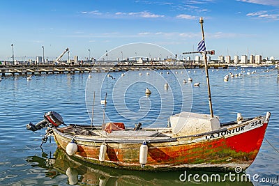 Old Fishing Boat, Punta del Este Port, Uruguay Editorial Stock Photo