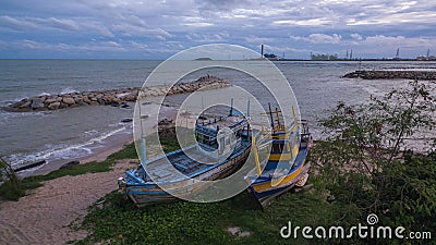The old fishing boats on the beach Stock Photo