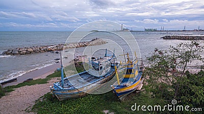 The old fishing boats on the beach Stock Photo