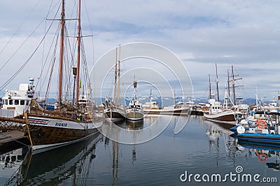 Old fishing boats in Husavik, Iceland Editorial Stock Photo