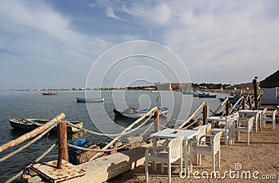 The old fishing harbor of Houmt Souk Stock Photo