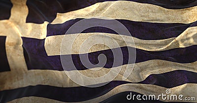 Old flag of Greece waving Stock Photo