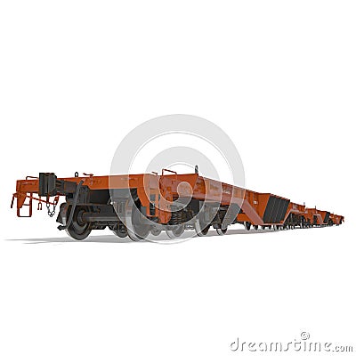 Old flat wagon on white. 3D illustration Cartoon Illustration