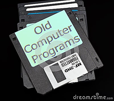 Old floppy disks on a black background Stock Photo