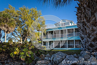 Old Florida style southern house on the shore of intercoastal in Florida Stock Photo