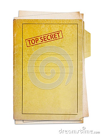 Old folder with top secret stamp. Stock Photo