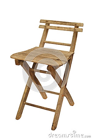 Old Folding Wooden Chair Stock Photo