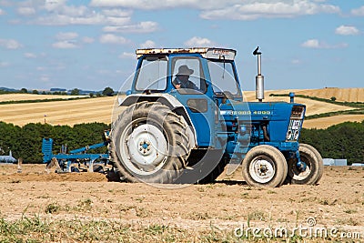 Old ford 4000 tractor ploughing Editorial Stock Photo