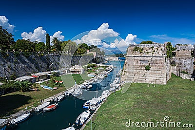 Old Fort and the canal town of Corfu, Greece, Europe Editorial Stock Photo