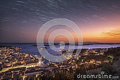 Day turns to night in Hvar Stock Photo