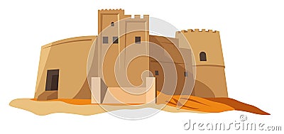 Old fortification building or castle landmark Vector Illustration