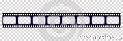 Old frame cinematic in retro style on transparent background. Vintage cinema movie strip vector illustration. Film Vector Illustration