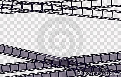 Old frame cinematic in retro style on transparent background. Vintage cinema movie strip vector illustration. Film Vector Illustration