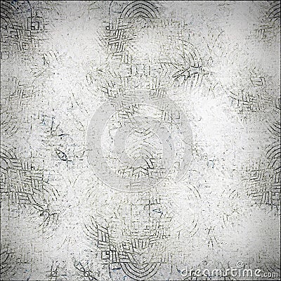 Old framed grey distressed geometric mosaic decor vignette. Abstract mosaic lines design, visual geometric overlapping shapes Stock Photo