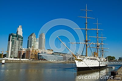 Old frigate. Buenos Aires harbor. Stock Photo