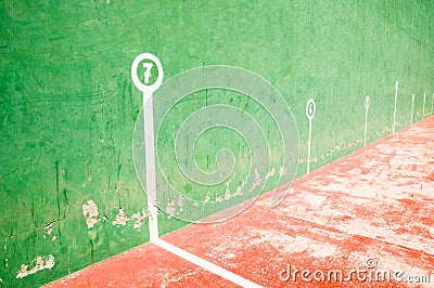 Old fronton court with a green wall Stock Photo
