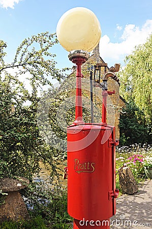 Old fuel pump, Bourton on the Water. Editorial Stock Photo