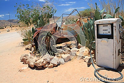 Old vintage gas station pump namibia Stock Photo