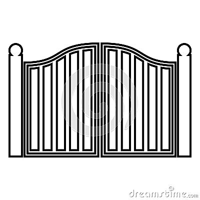 Old gate icon black color illustration flat style simple image Vector Illustration