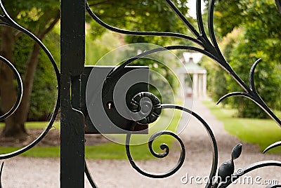 Old gate lock Stock Photo