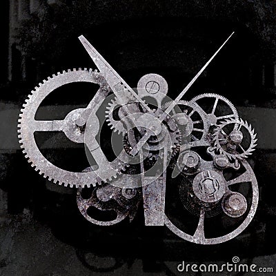 Old gears. Dark grunge background Stock Photo