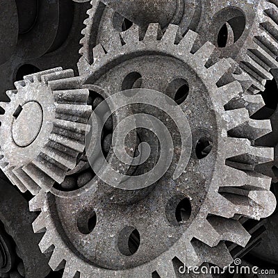 Old gears. Dark grunge background Stock Photo