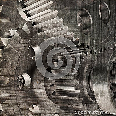 Old gears. Dark grunge background Stock Photo