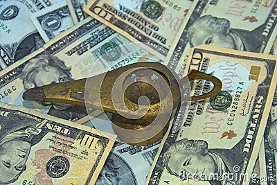 Old Genie Lamp Money Stock Photo