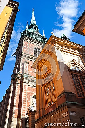 Old German Church in Stockholm old town, Sweden Editorial Stock Photo