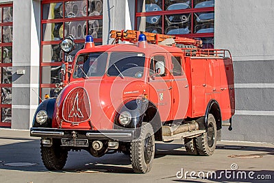 Old german fire brigade car - Magirus Deutz Editorial Stock Photo