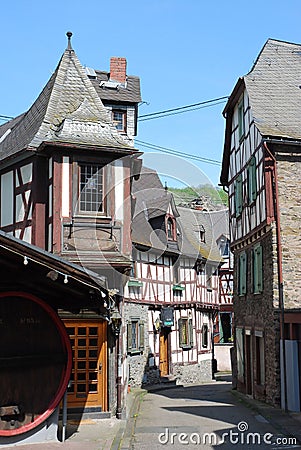 Old German half-timbered houses, Braubach, Germany Stock Photo