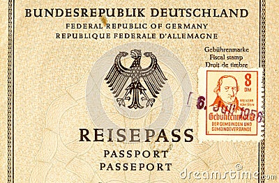 Old German Travel Passport Stock Photo