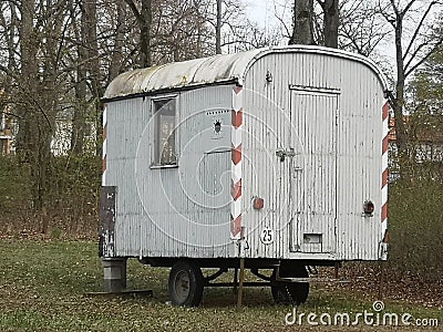 Old German wooden construction trailer Stock Photo