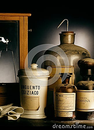 Old glass bottles Stock Photo