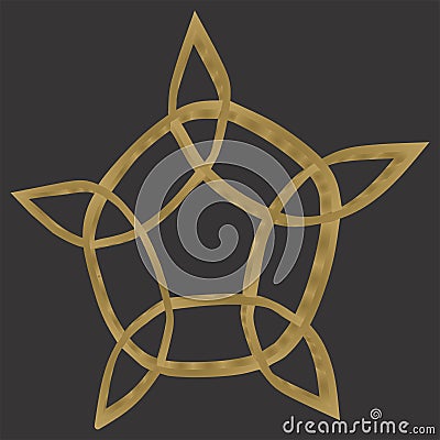 Old Gold Celtic knot on black background Stock Photo