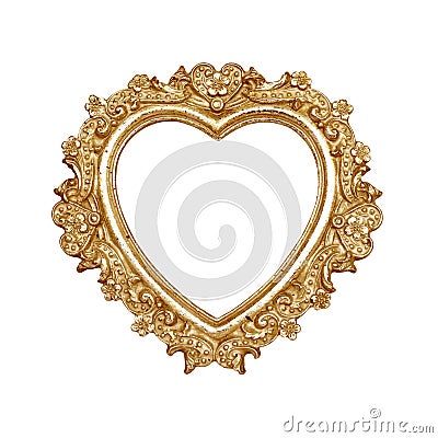 Old gold heart picture frame Stock Photo
