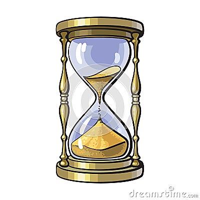Old gold hourglass Vector Illustration