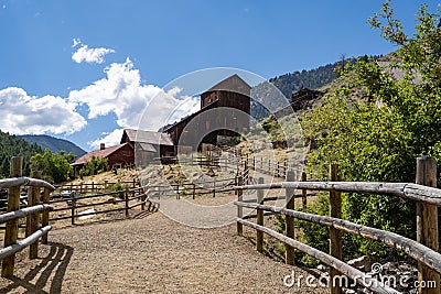 Old gold mining ruins in Bayhorse, Idaho ghost town, part of the Salmon-Challis National Forest Stock Photo