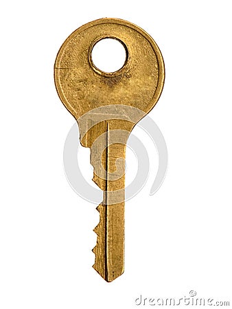 Old Golden House Key isolated Stock Photo