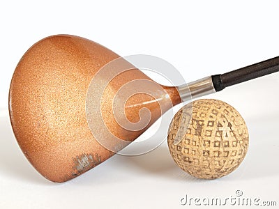 Old golf club and ball Stock Photo