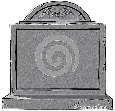 Old gothic grave blank stone tombstone illustration white background Cartoon Illustration