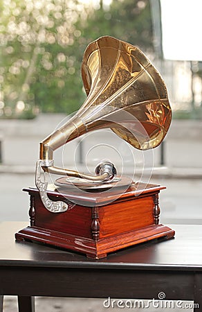 Old gramophone retro image Stock Photo