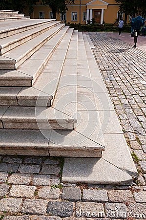 Old granite gray staircase Stock Photo